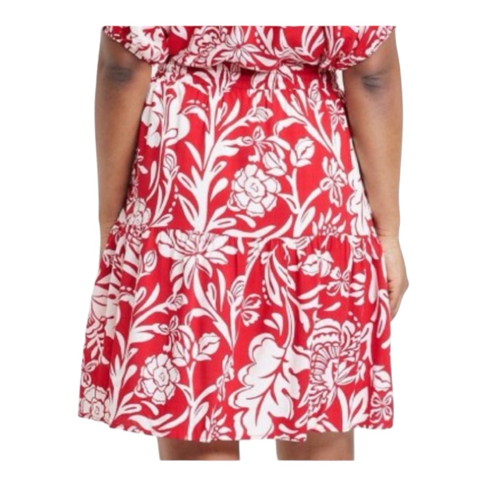 Knox Rose Women's Size 2X Red & White Floral Skirt - Picture 2 of 13